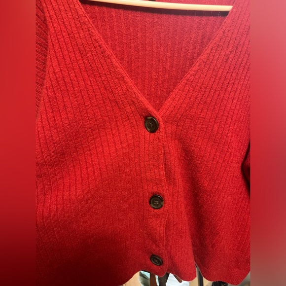 Madewell wool alpaca red cardigan - Picture 2 of 4